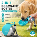 Botella de Agua Portátil 2 en 1 para Perros y Gatos — Acero Inoxidable con Bol Plegable de Silicona
