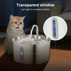 Fuente de Agua para Perros y Gatos 2,2 L — Acero Inoxidable, Ultra Silenciosa, con Filtro
