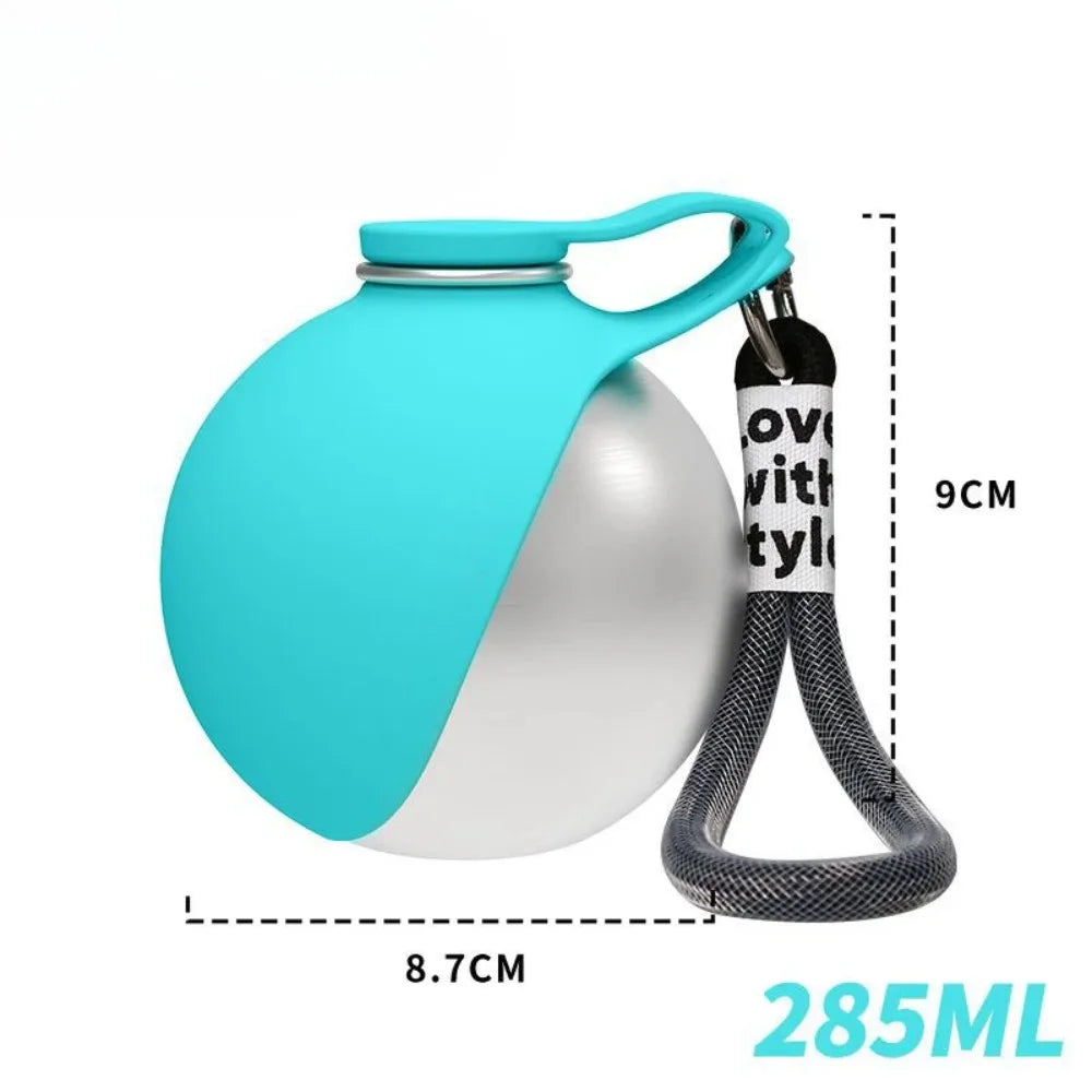 Botella de Agua Portátil 2 en 1 para Perros y Gatos — Acero Inoxidable con Bol Plegable de Silicona
