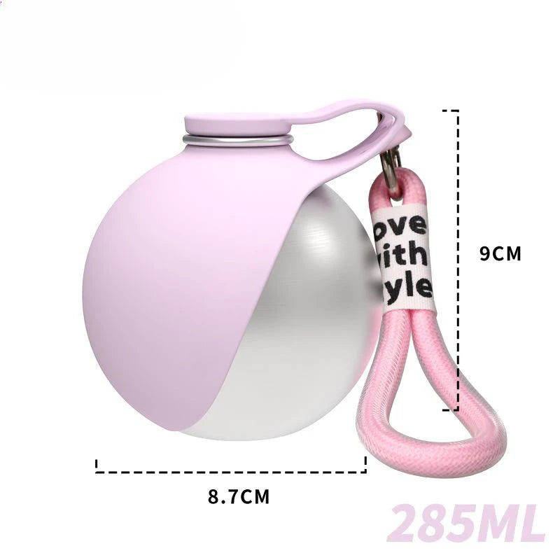 Botella de Agua Portátil 2 en 1 para Perros y Gatos — Acero Inoxidable con Bol Plegable de Silicona