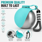 Botella de Agua Portátil 2 en 1 para Perros y Gatos — Acero Inoxidable con Bol Plegable de Silicona