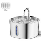Fuente de Agua para Perros y Gatos 2,2 L — Acero Inoxidable, Ultra Silenciosa, con Filtro